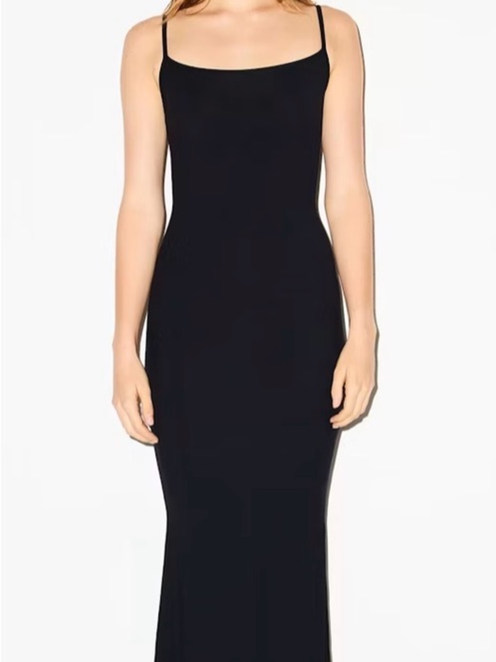 SKIMS Black Spaghetti-Strap Maxi Slip Dress